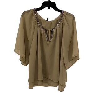United Colors of Benetton Double Layer Sheer Blouse. Beige. Medium